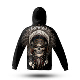 Powwow Store gb nat00044 feather chief skull native american 3d hoodie with mask