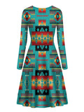 Powwow Store gb nat00046 01 blue native pattern native long sleeve dress