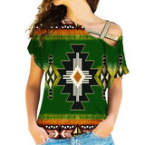 GB-NAT0001 Southwest Green Symbol Native American Cross Shoulder Shirt