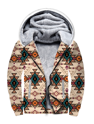 Powwow StoreGBNAT00662 Retro Color Tribal 3D Fleece Hoodie