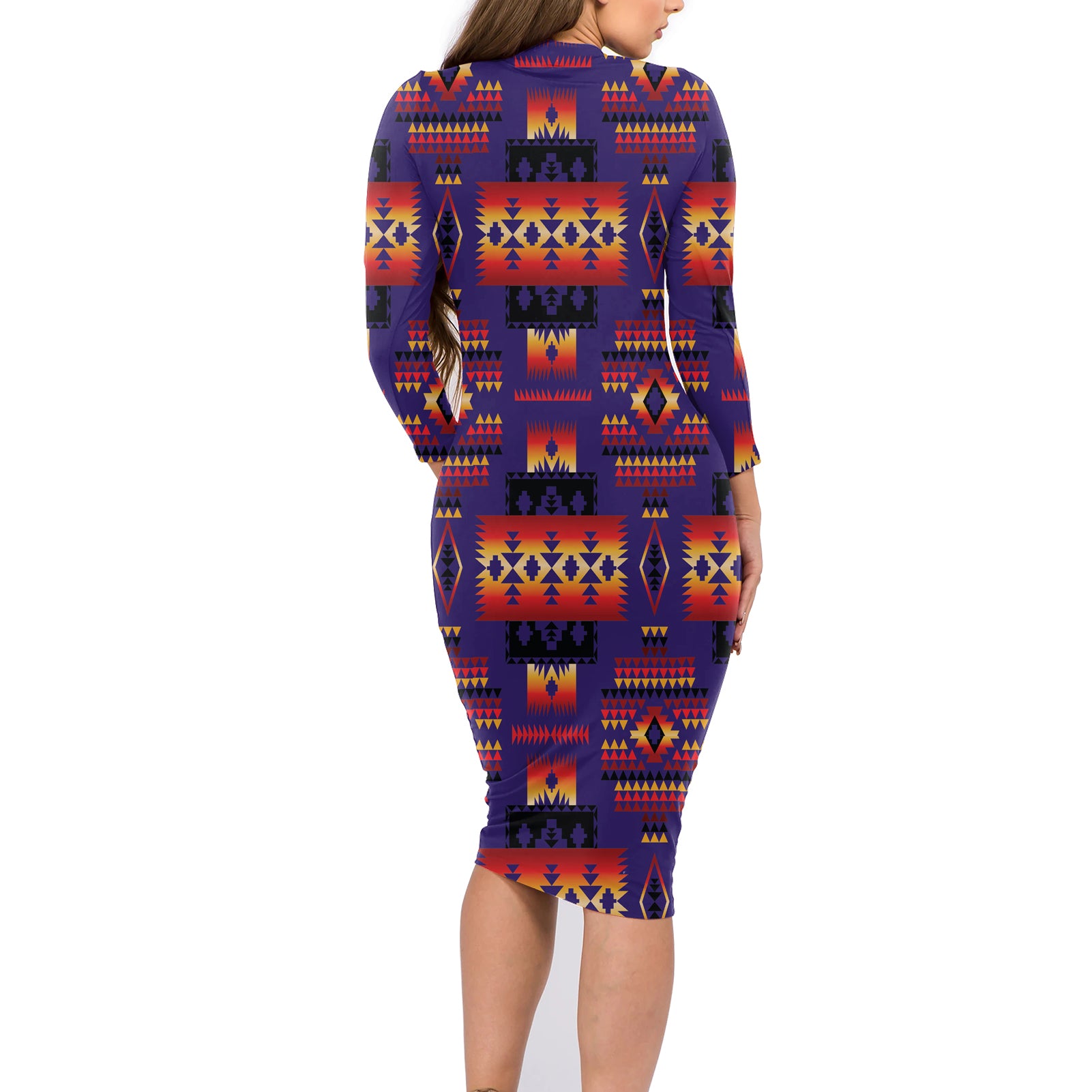 GB-NAT00046-11 Purple Tribe Pattern Native American Body Dress - Powwow Store