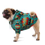 Blue Native Tribes Pattern Native American Fashion Dog Zip-Up Hoodie - Powwow Store