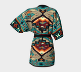 Tribe Blue Pattern Native American Kimono Robe - Powwow Store