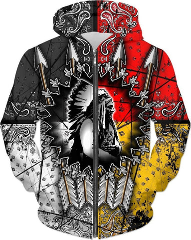 Native American Chief 3D Zip-Up Hoodie – Native American Clothing - Powwow Store