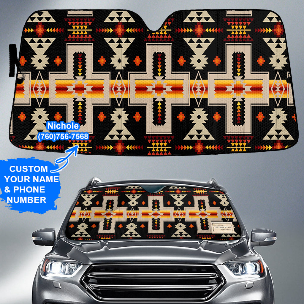 GB-NAT00062-01 Pattern Native American Custom Name Auto Sun Shades