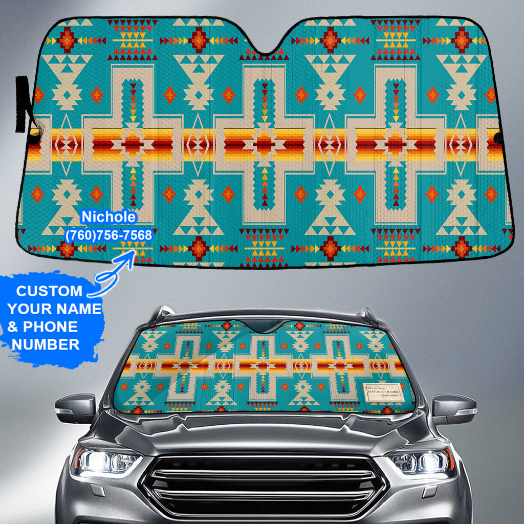 Powwow StoreGBNAT0006205 Pattern Native American Custom Name Auto Sun Shades