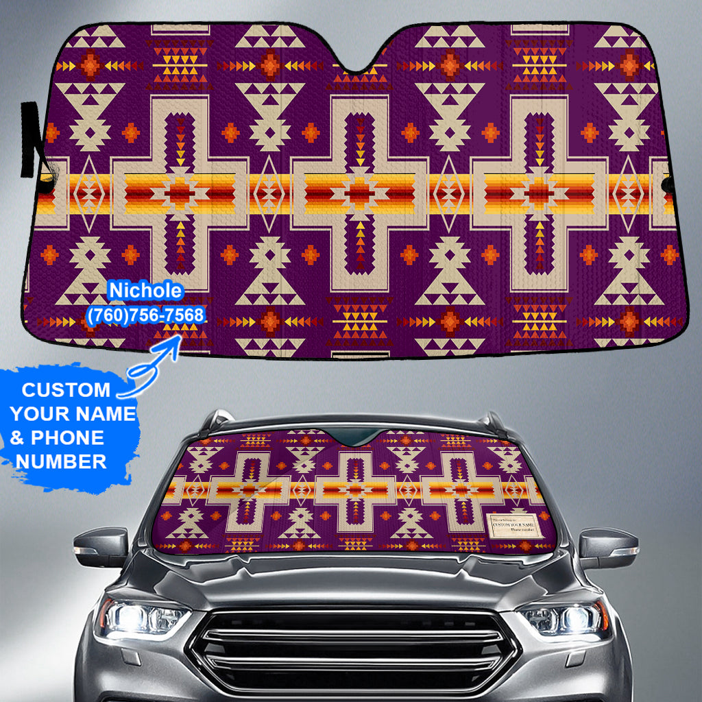 Powwow StoreGBNAT0006209 Pattern Native American Custom Name Auto Sun Shades