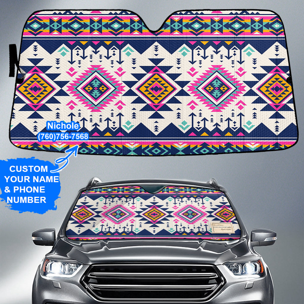 GB-NAT00316 Pattern Native American Custom Name Auto Sun Shades