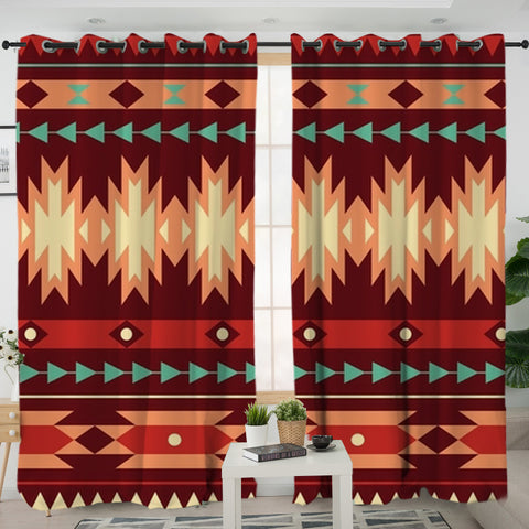 GB-NAT00510 Red Ethnic Pattern Living Room Curtain