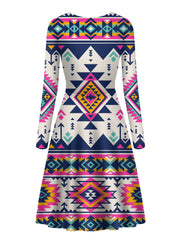 Powwow Store gb nat00316 pink pattern native long sleeve dress