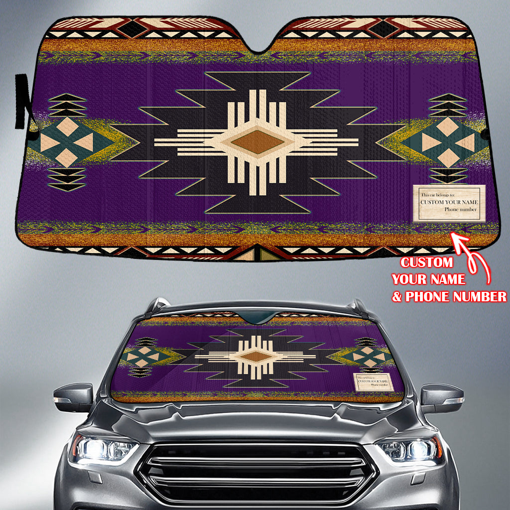 GB-NAT0001-04 Pattern Native American Custom Name Auto Sun Shades