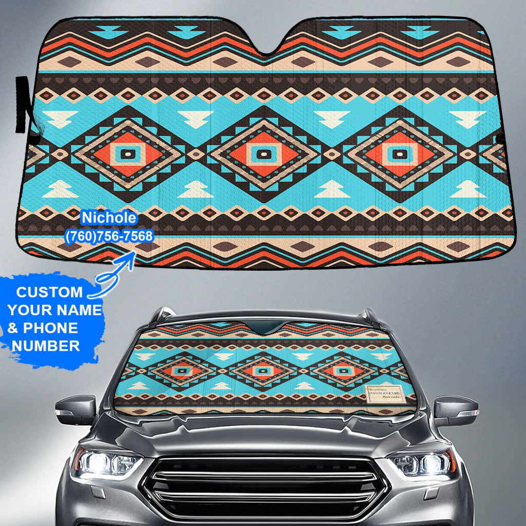 GB-NAT00319 Pattern Native American Custom Name Auto Sun Shades