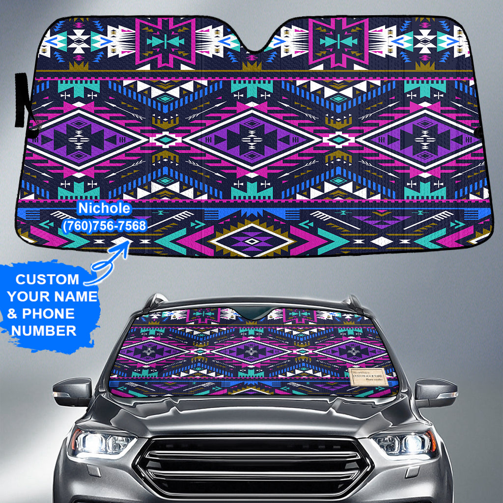 GB-NAT00380 Pattern Native American Custom Name Auto Sun Shades