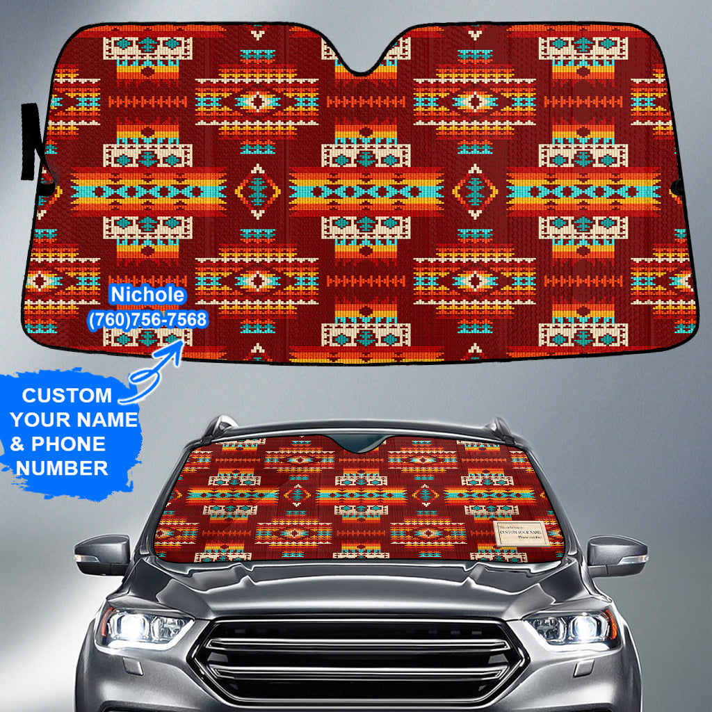 GB-NAT00402-02 Pattern Native American Custom Name Auto Sun Shades