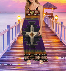 Powwow StoreGBNAT000104 Tribe Design Native American Maxi Dress