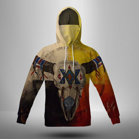 Powwow Store gb nat00025 bison medicine wheels native american 3d hoodie with mask