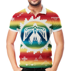 Powwow Store gb nat00077 thunderbird rainbow native american polo t shirt 3d