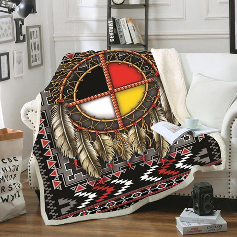 Powwow StoreBLK0014  Pattern Gray Tribal Native  Blanket