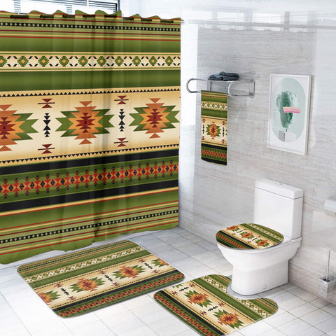 Powwow Store gb nat00559 03 green native pattern bathroom set