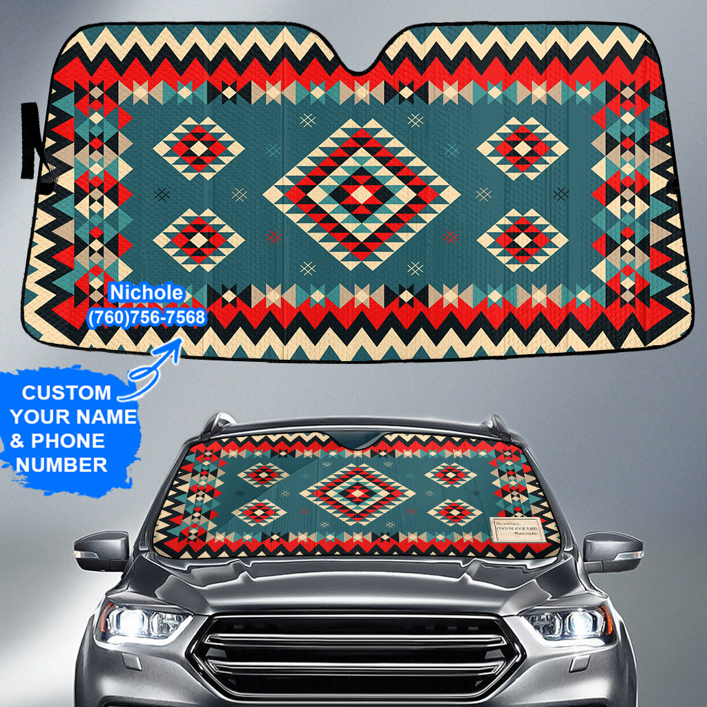 Powwow StoreGBNAT00415 Pattern Native American Custom Name Auto Sun Shades