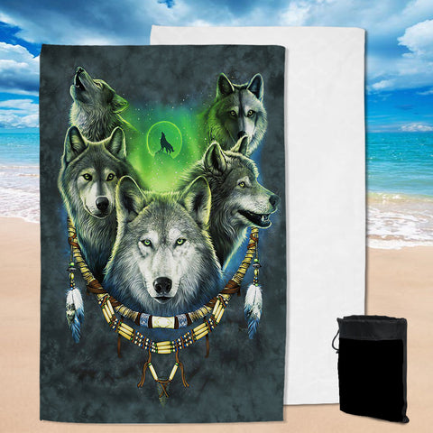 Powwow Store gb nat00267 wolf pack moon light all pool beach towel