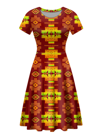 Powwow StoreGBNAT0072016 Native Tribes Pattern Round Neck Dress