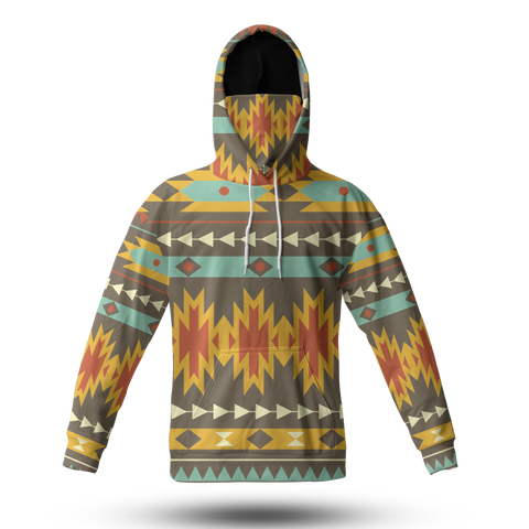 Powwow StoreHWM0025 Pattern Tribal Native 3D Hoodie With Mask