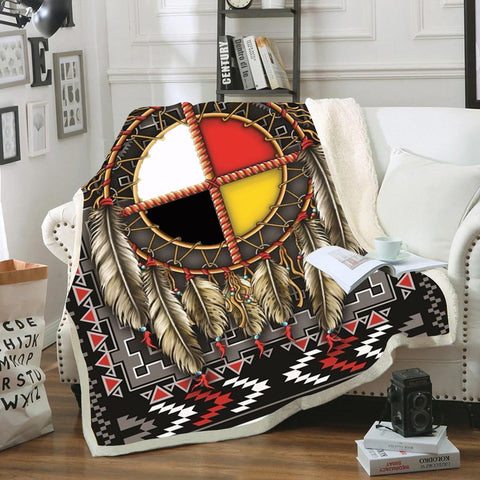 Powwow StoreBLK0015  Pattern Gray Tribal Native  Blanket