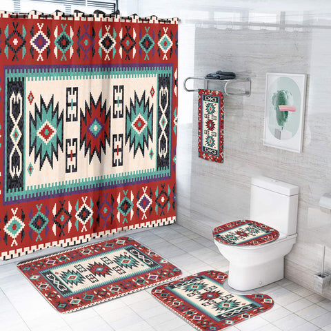 Powwow Store gb nat00370 geometric red pattern bathroom set