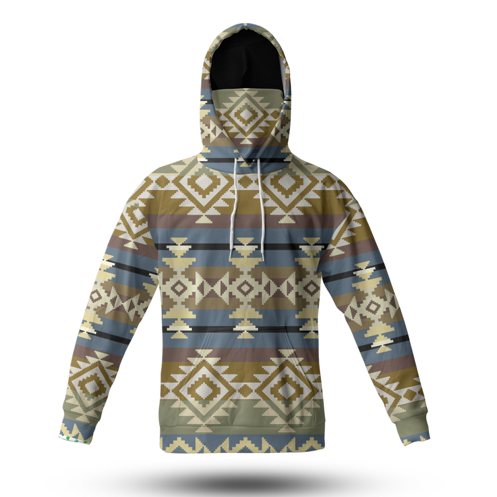 Powwow StoreHWM0026 Pattern Tribal Native 3D Hoodie With Mask