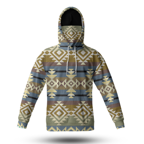 Powwow StoreHWM0026 Pattern Tribal Native 3D Hoodie With Mask