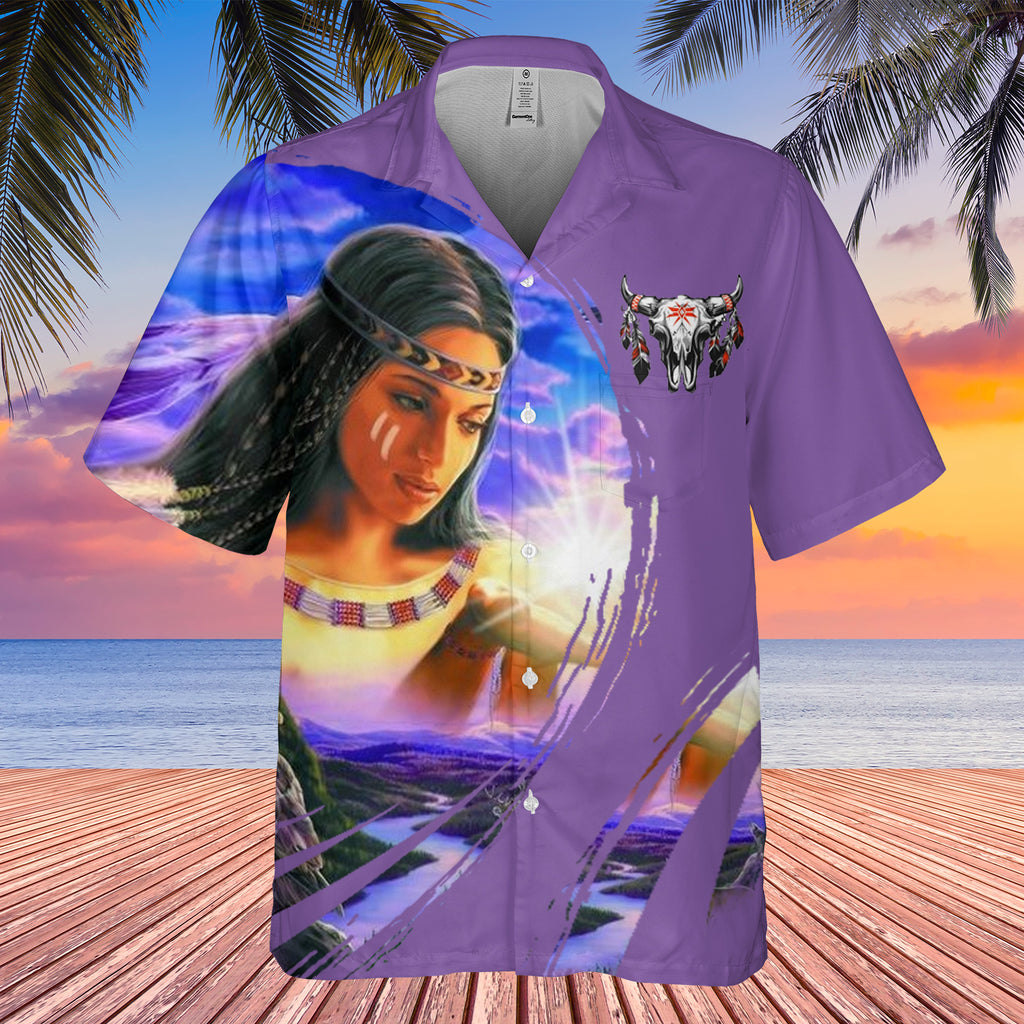 Powwow StoreGBHW000214 Tribe Design Native American Hawaiian Shirt 3D