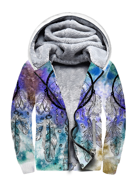 Powwow StoreGBNAT00377 Full Color Dream Catcher 3D Fleece Hoodie