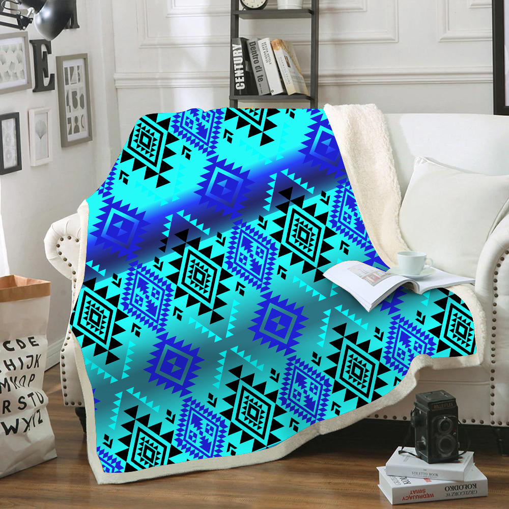 Powwow StoreGBNAT00688 Pattern Blue Native Blanket