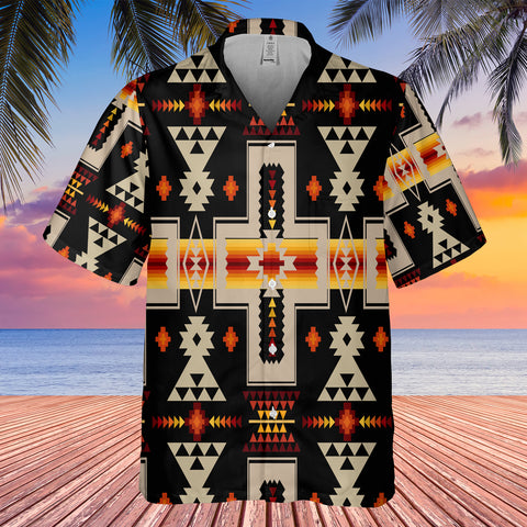 GB-NAT00062-01 Black Tribe Design Native American Hawaiian Shirt 3D New