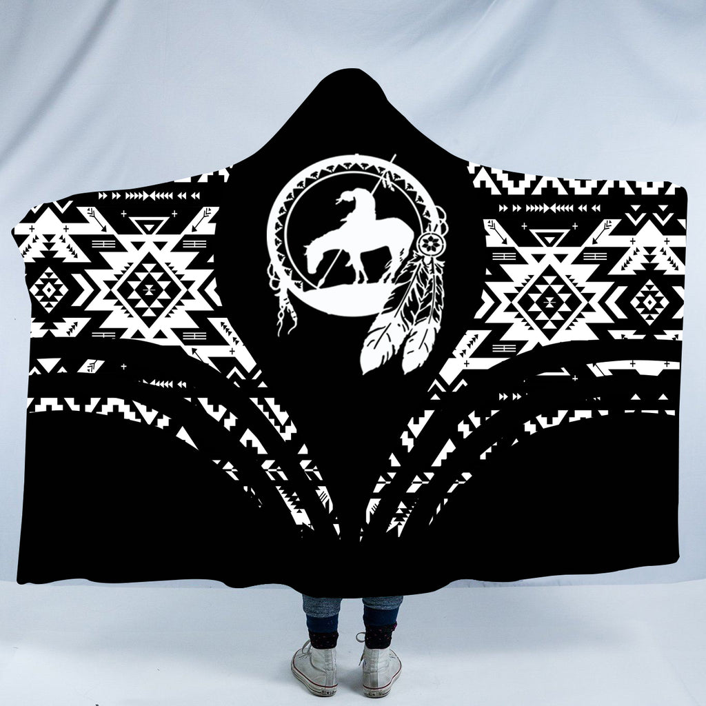 Powwow StoreHDB0099 Pattern Native American Design Hooded Blanket