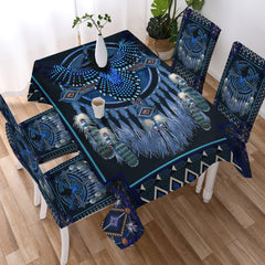 Powwow StoreTB0011  Blue Thunderbird Mandala American Tablecloth