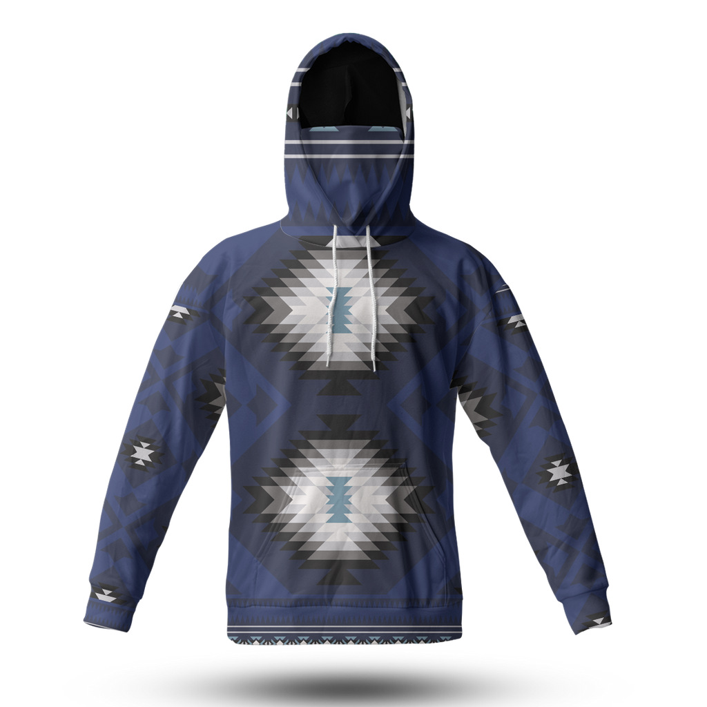 Powwow StoreHWM0027 Pattern Tribal Native 3D Hoodie With Mask