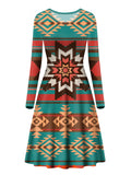 Powwow Store gb nat00320 ethnic ornament seamless pattern long sleeve dress