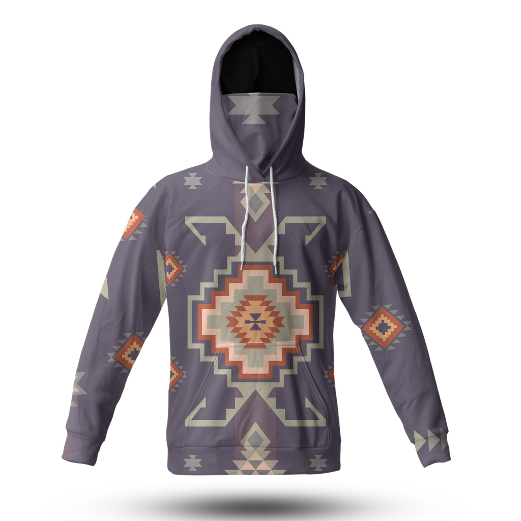 Powwow StoreHWM0028 Pattern Tribal Native 3D Hoodie With Mask