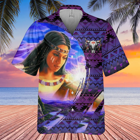 Powwow StoreGBHW000212 Tribe Design Native American Hawaiian Shirt 3D