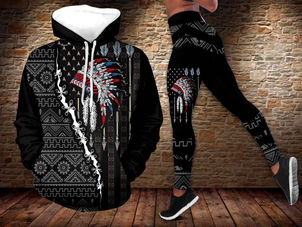 Powwow StoreHLS0025 Pattern  Native American  3D Hoodie Legging Set