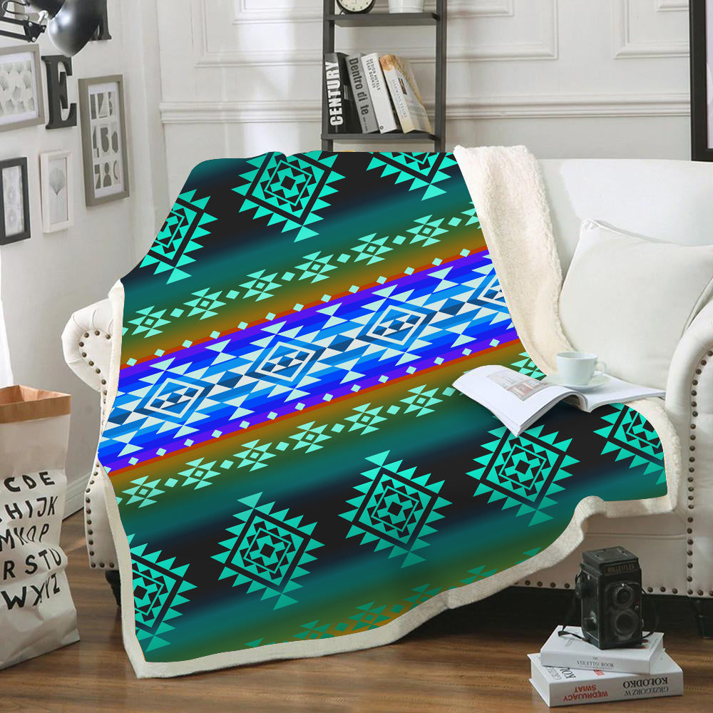 Powwow StoreGBNAT0068002 Pattern Blue Native Blanket