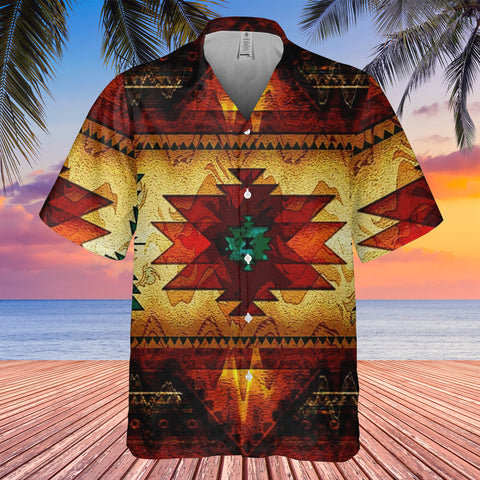 GB-NAT00068 United Tribes Brown Design Native American Hawaiian Shirt 3D New