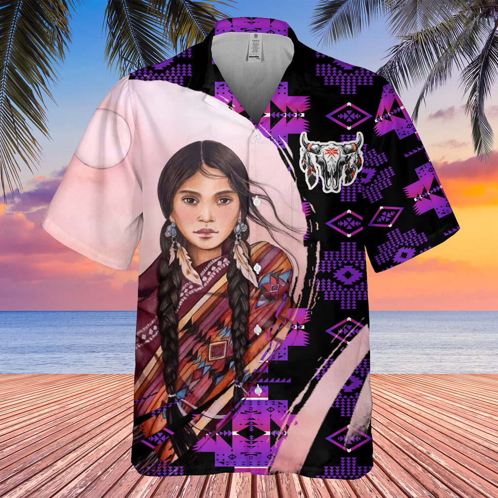 Powwow StoreGBHW000213 Tribe Design Native American Hawaiian Shirt 3D