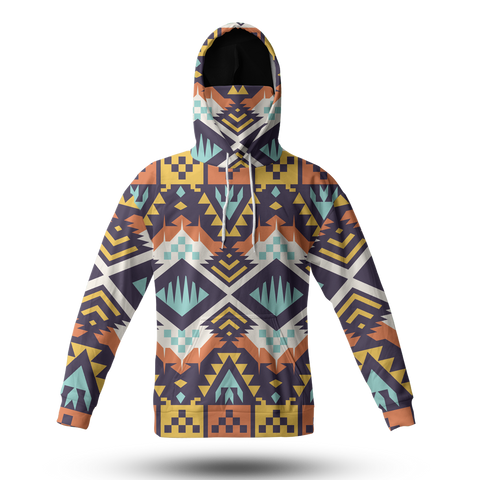 Powwow StoreHWM0029 Pattern Tribal Native 3D Hoodie With Mask