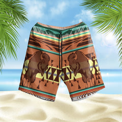 Powwow StoreGBNAT00024 Bison Native American Hawaiian Shorts