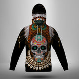 Powwow Store gb nat00328 warrior of indian skull 3d hoodie with mask