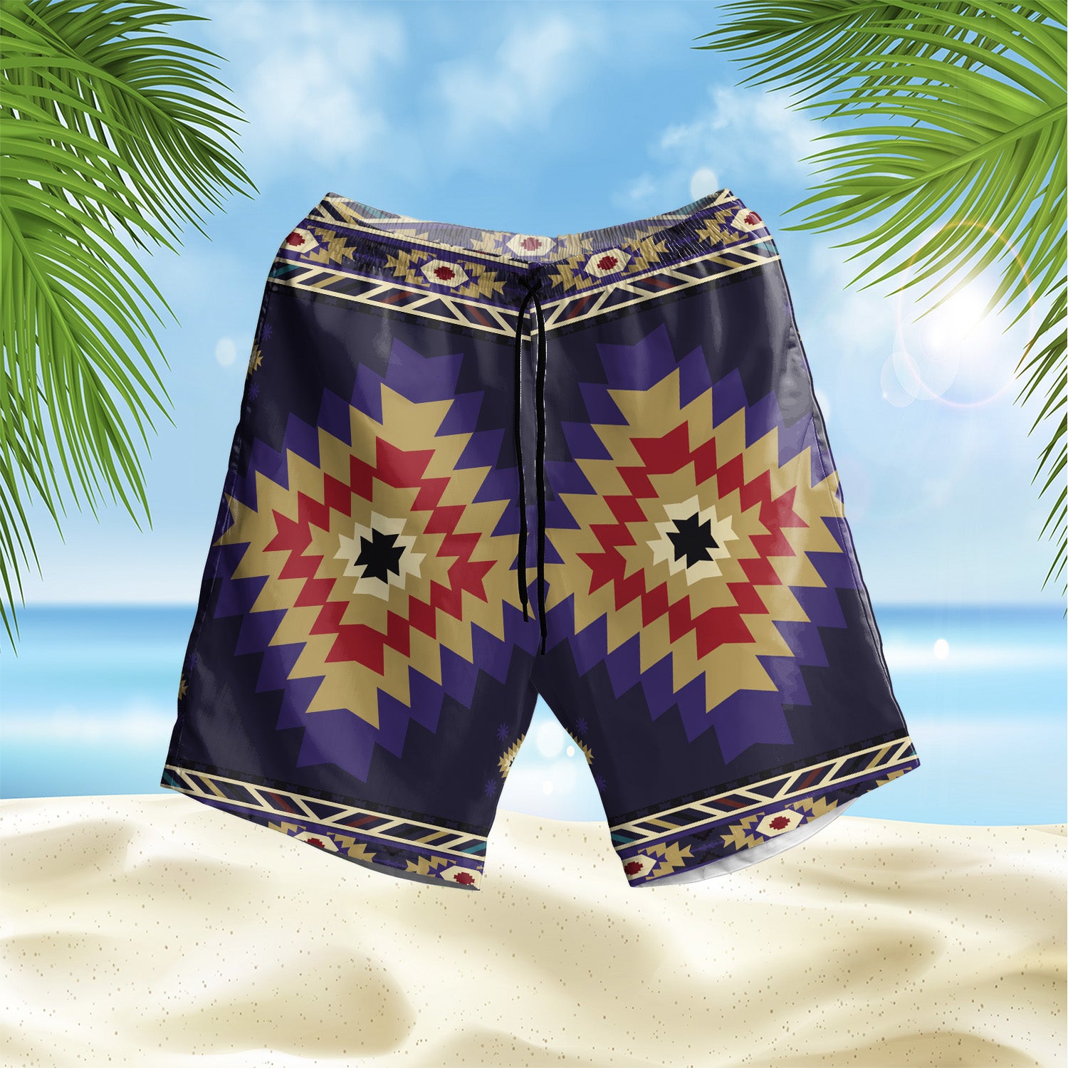 Powwow StoreGBHS00032 Pattern Native Hawaiian Shorts