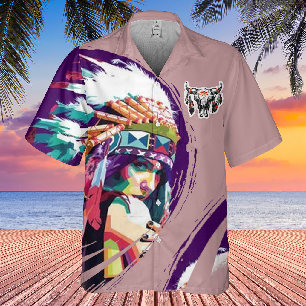 Powwow StoreGBHW000211 Tribe Design Native American Hawaiian Shirt 3D